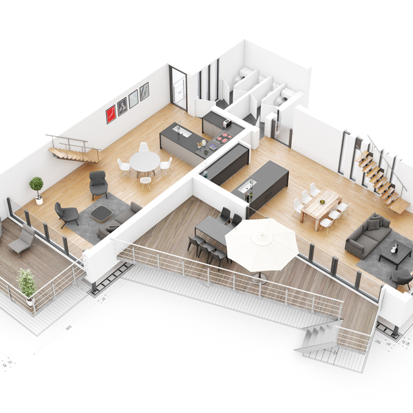 Rue du Geer – Oreye / rez et terrasse des maisons 3-4-5-6-7-8